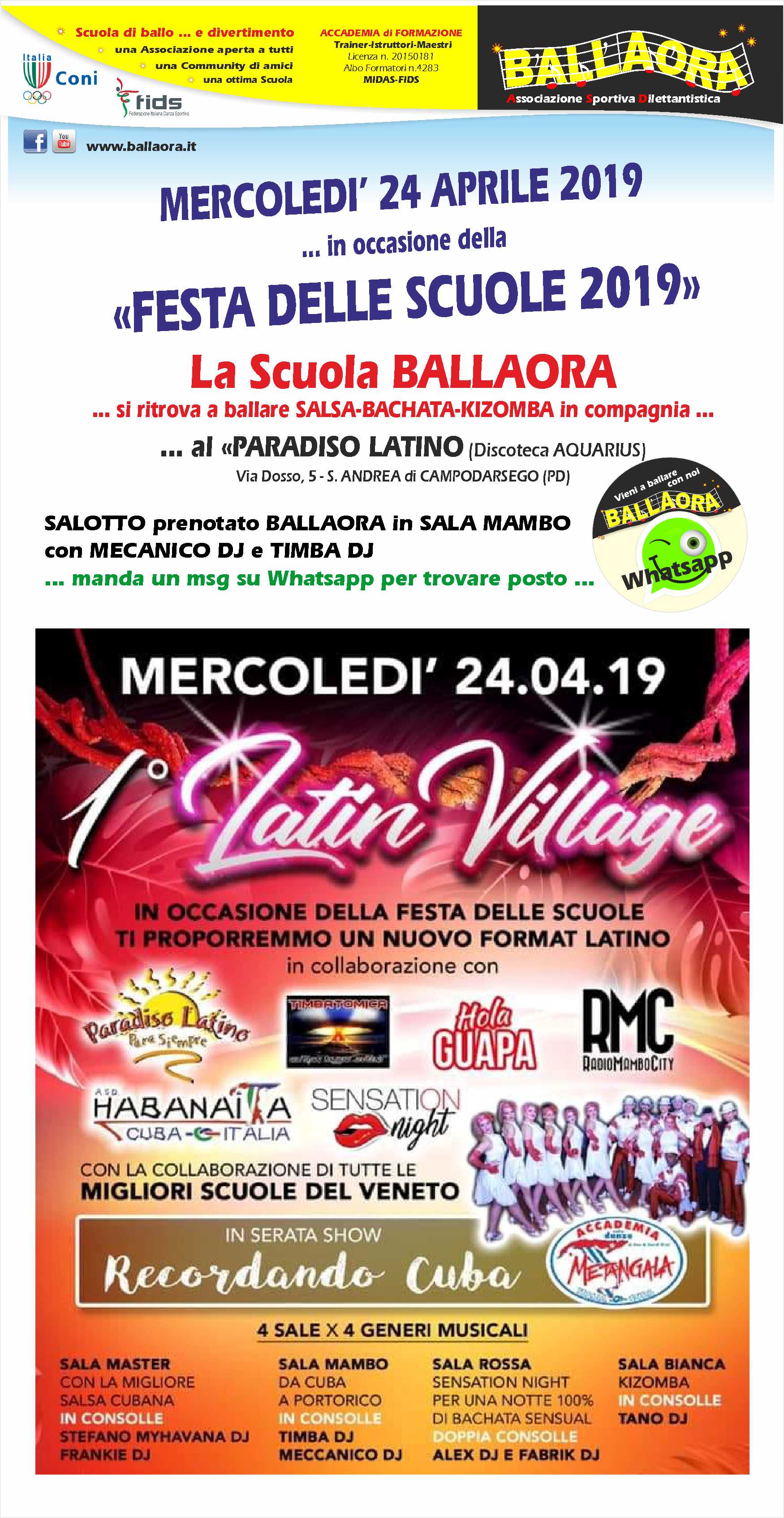Mercoledi 24 Aprile 2019 Festa delle Scuole