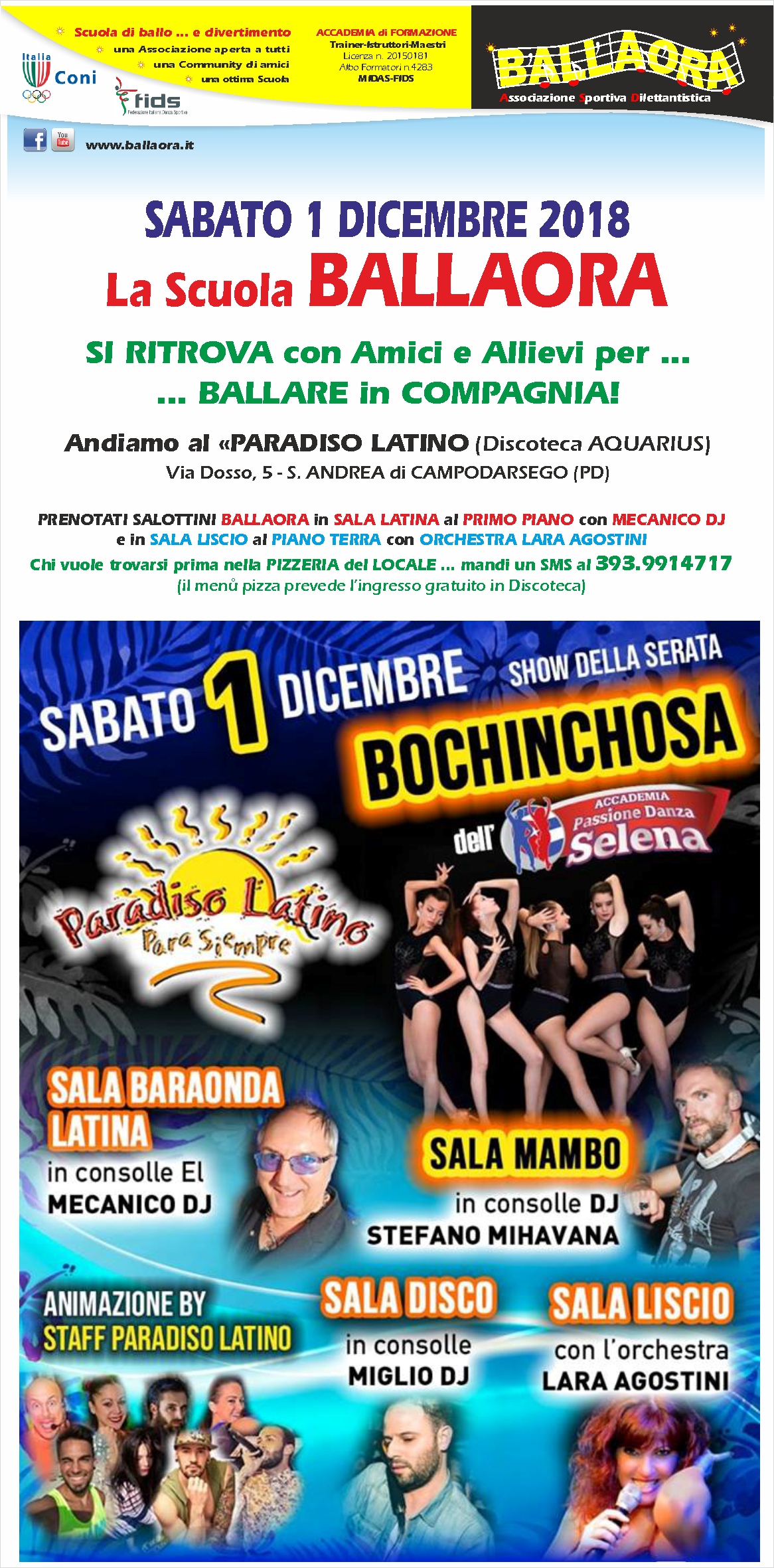 Sabato 01.12.2018 al Paradiso latino